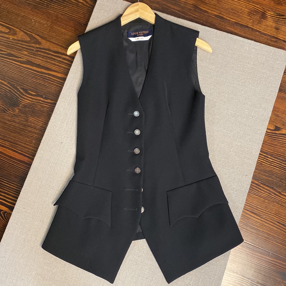 Louis Vuitton Uniform Elongated Sleeveless Jacket, Size 36 French